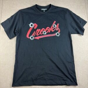 Crooks & Castles T-Shirt Men L Black Red Bandana Bullet Holes American Nightmare